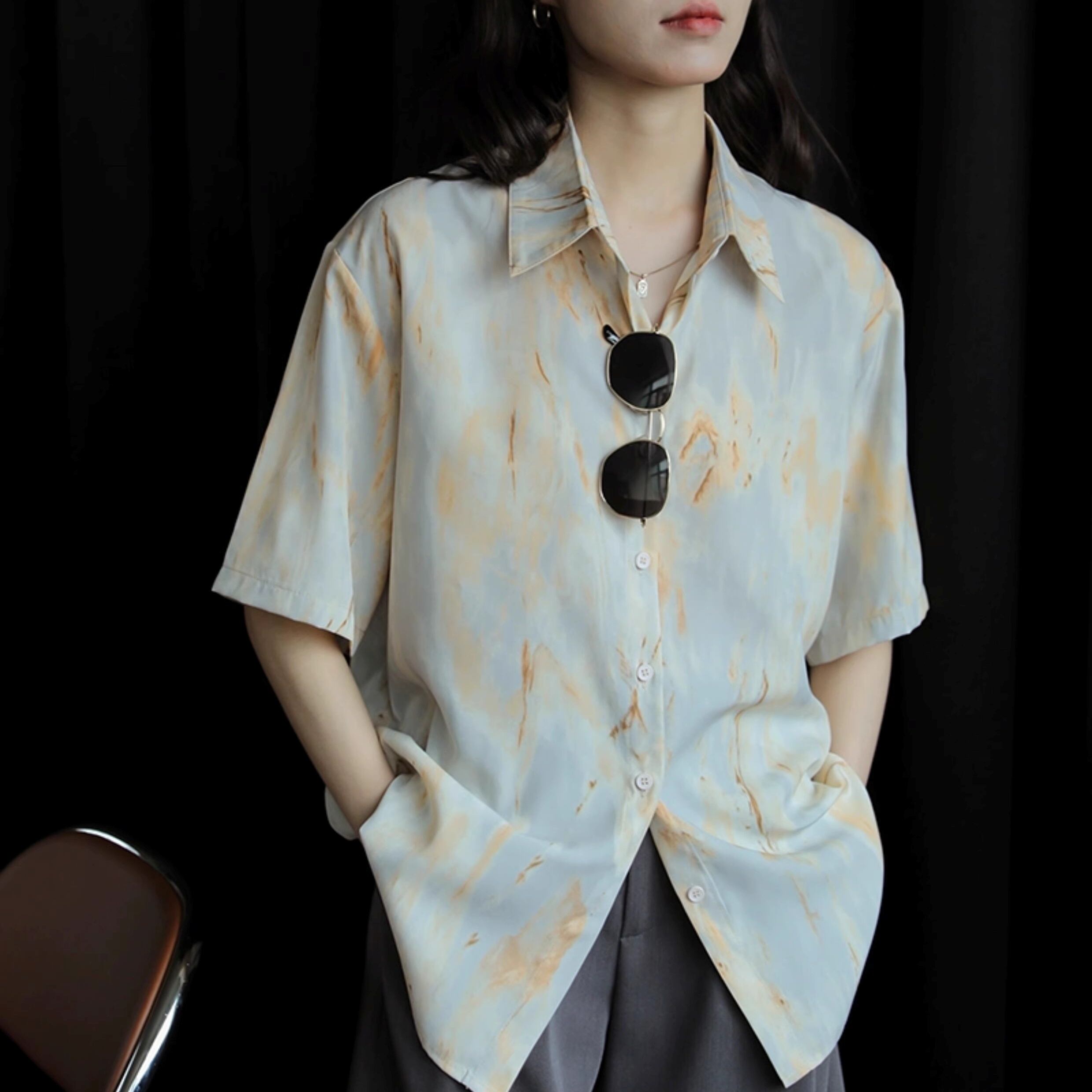 レトロプリントシャツ【G4394】