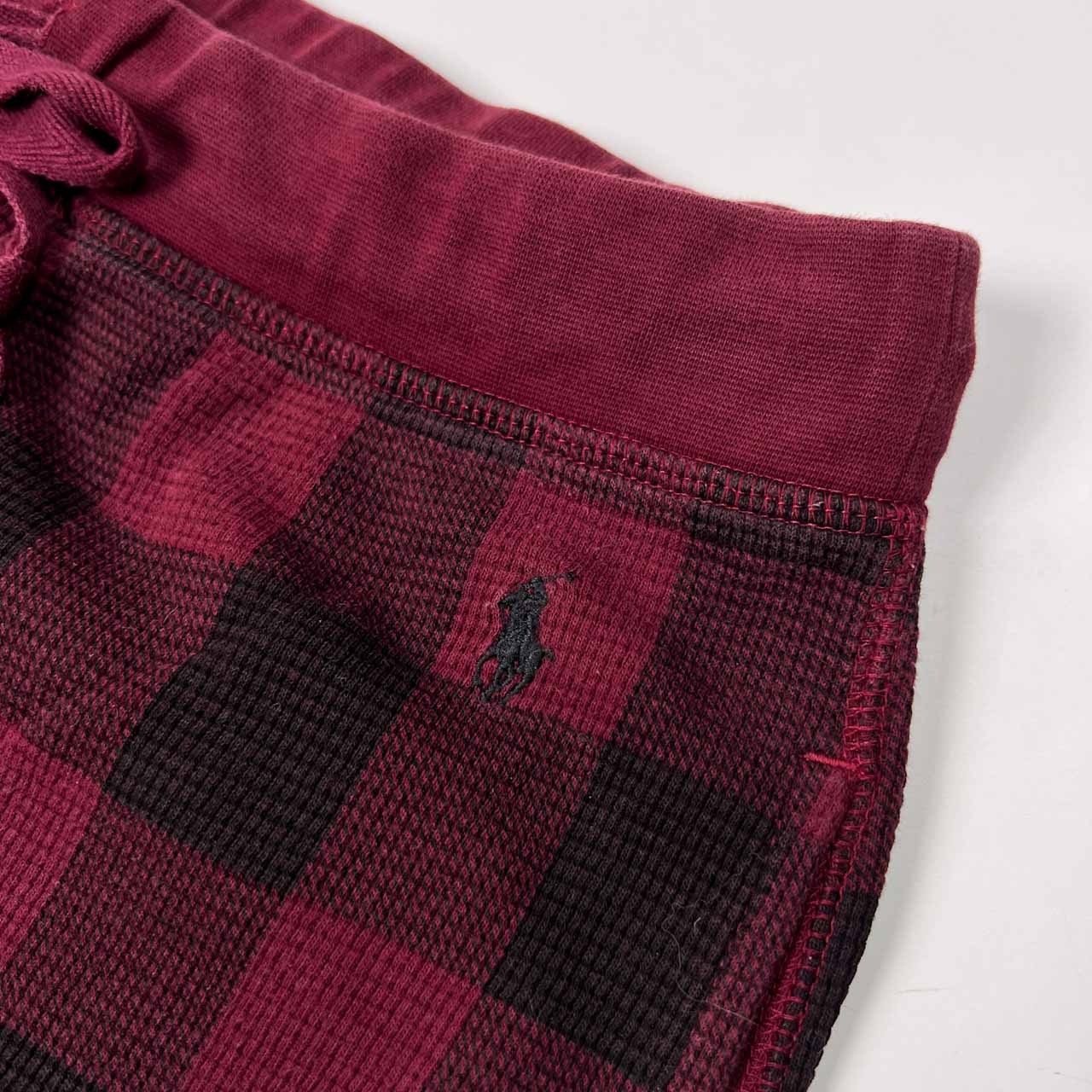 POLO RALPH LAUREN ポロ ラルフローレン チェック柄 サーマル インナー パンツ L /ボルドー系/レギンス/ヘインズブランズジャパン