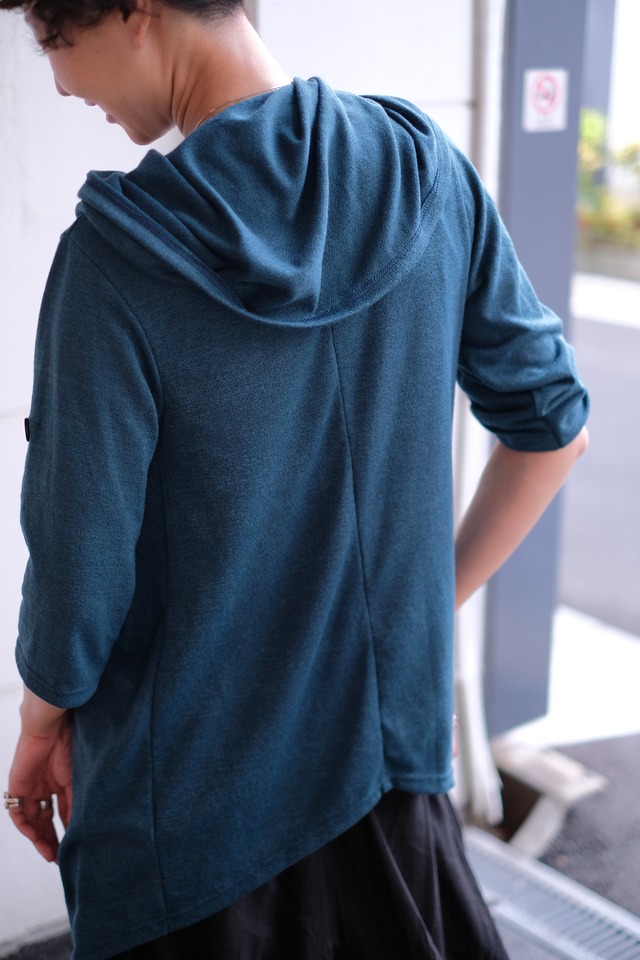 mode 斜めZIP半袖カーデ / ブルー