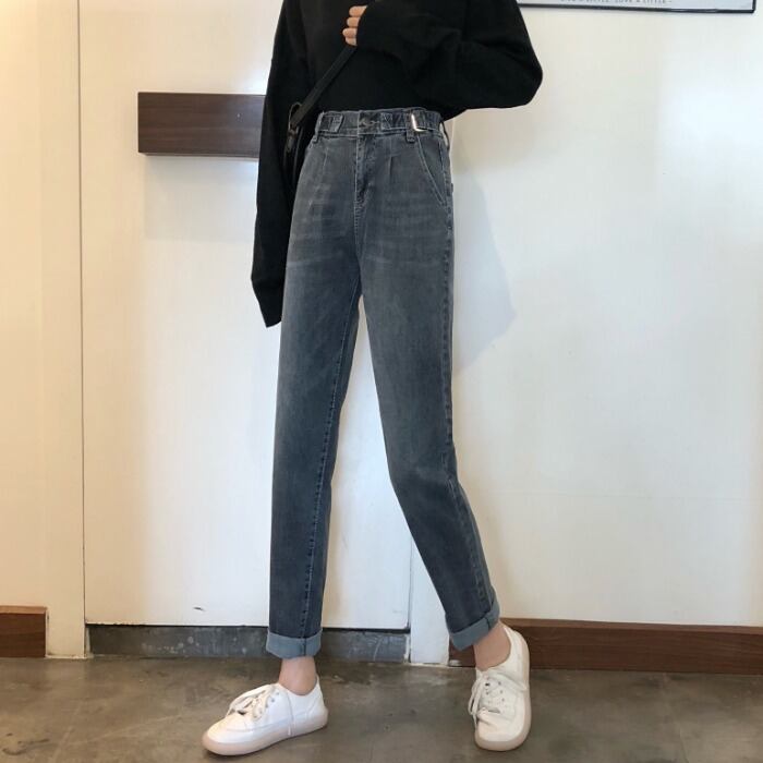 ジーンズ スプリングハイウェストウェストスリムパンツ ルーズ 春物 1号婦人6923951476