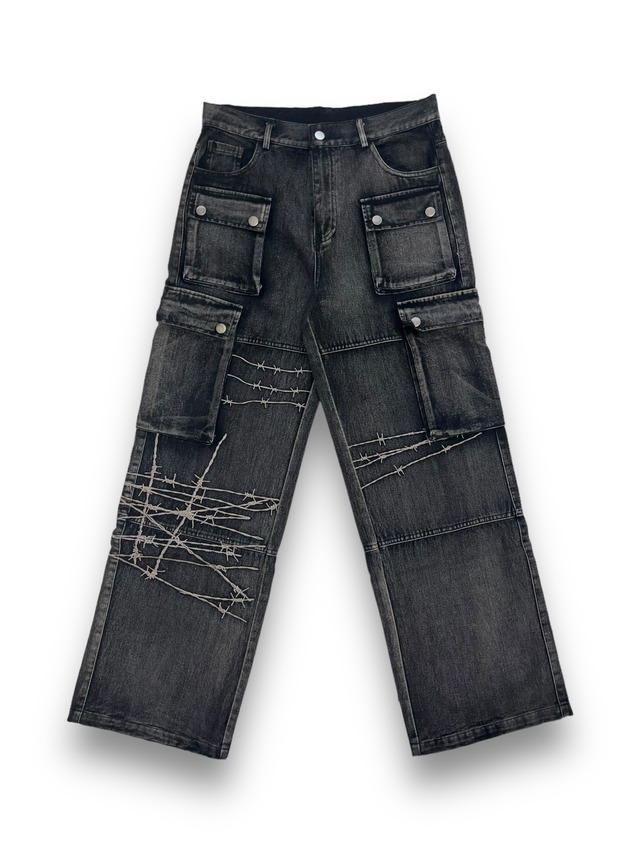 【PLANET STUDIO】barbed wire stitch denim pants