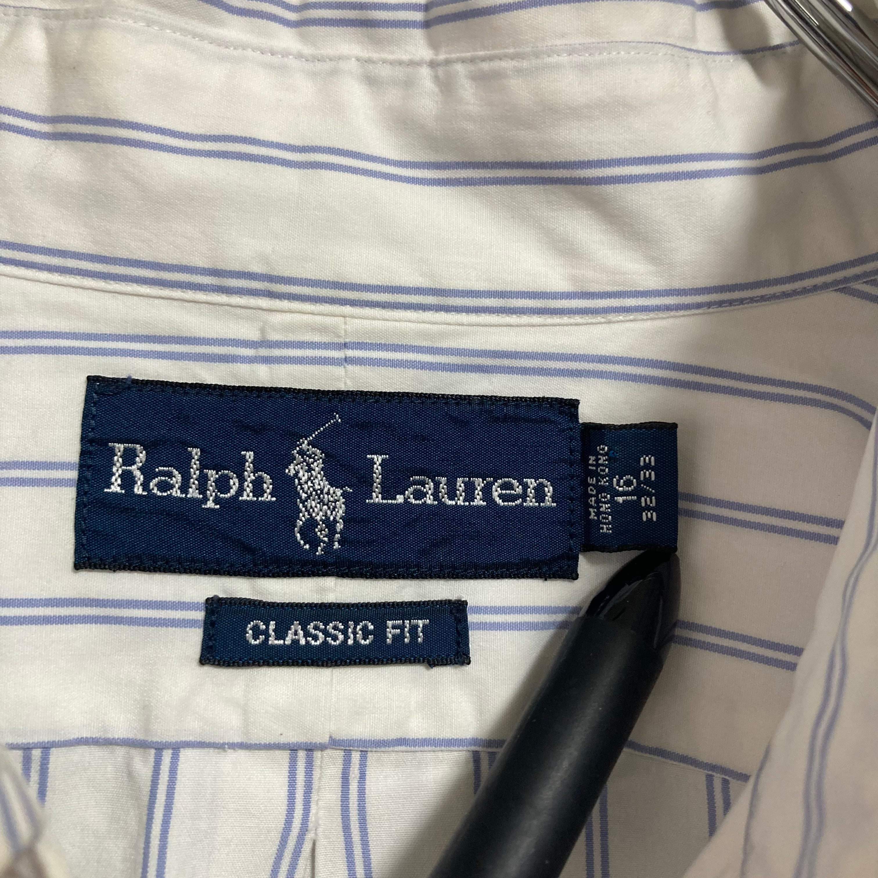 Ralph Lauren】L/S Stripe BD Shirt L相当 90s ラルフローレン