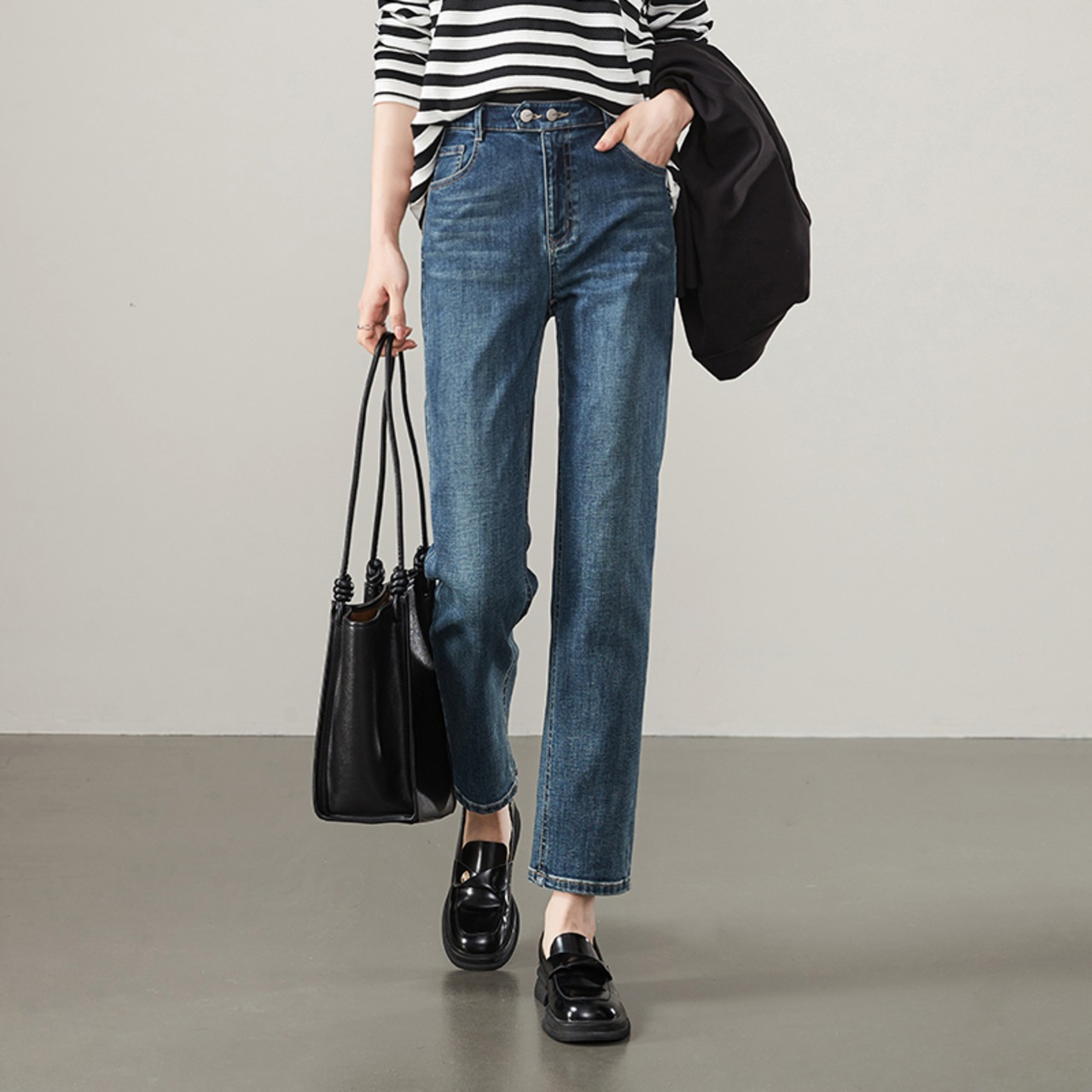 ストレートデニムパンツ 2color W01356