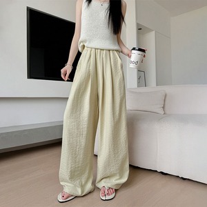 ワイドパンツ レディース 春夏 韓国 薄手 大人 カジュアル ゆったり 体型カバー リラックス イージーパンツ おしゃれ シンプル オフィスカジュアル 無地 大人可愛い 大人女子
