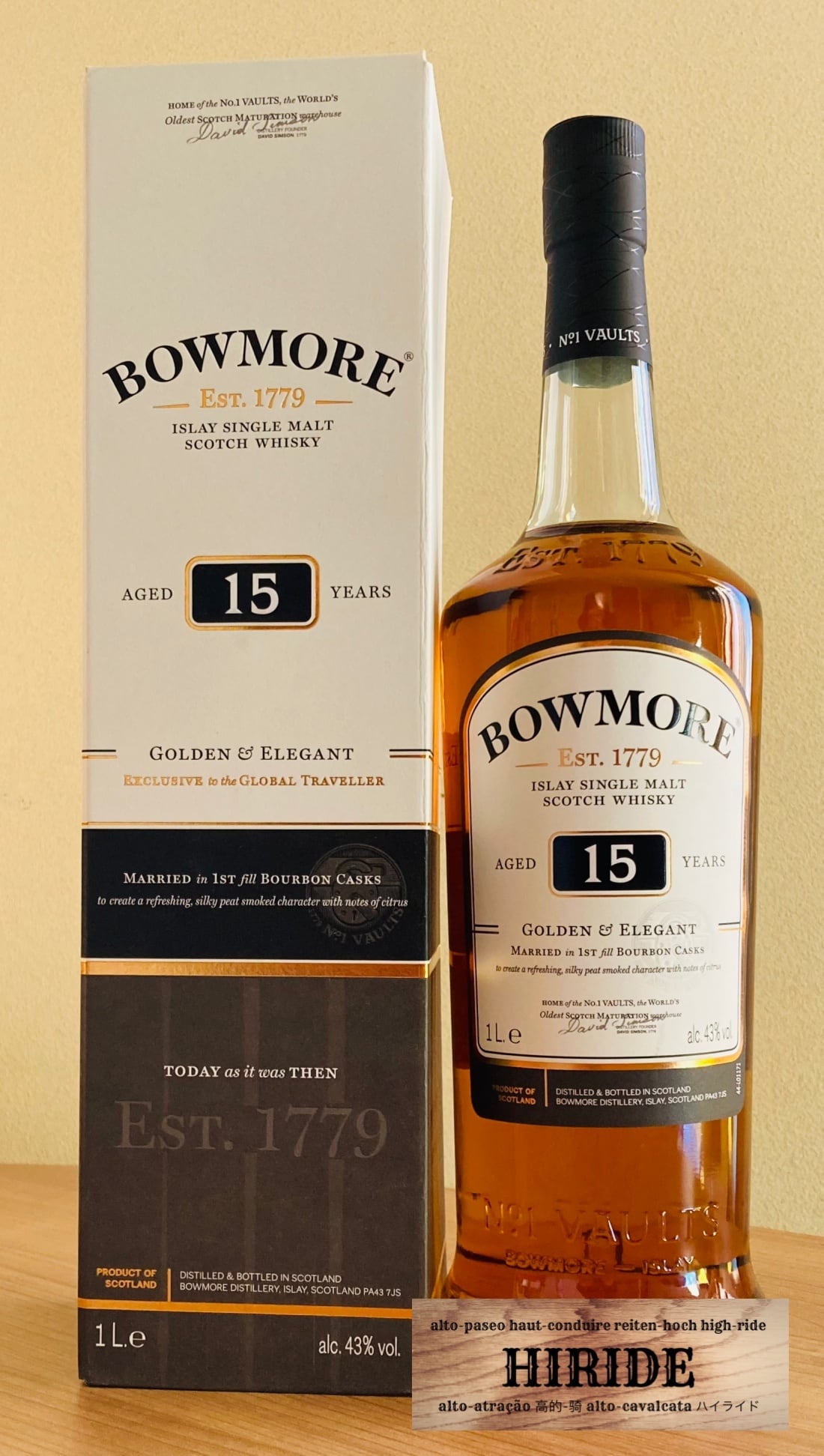 ボウモア 15年 ゴールデン & エレガント 43度 1000ml アイラシングル