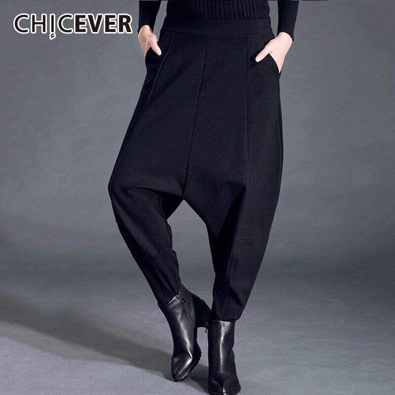CHICEVER秋冬パンツ女性弾性ウエストルーズプラスサイズ厚い女性のハーレムパンツ服 エラスティック 伸縮 大きめサイズ オータム 秋物 ウィンター 冬物 6base560636547493