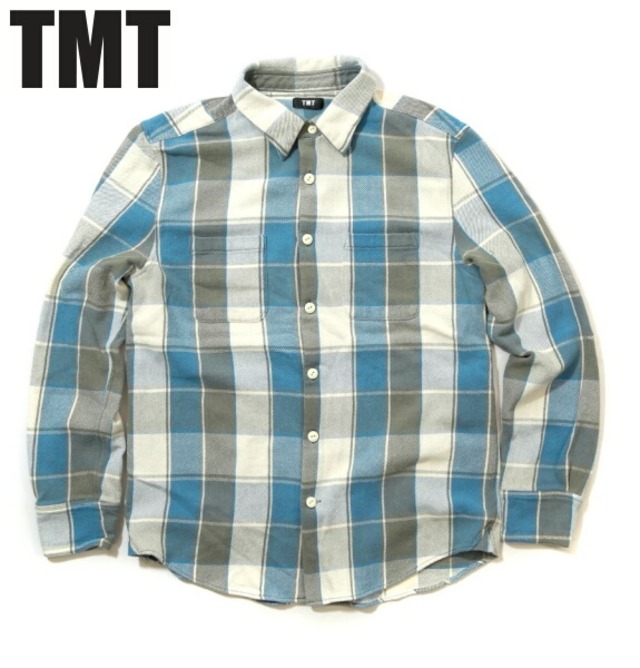 TMT ティーエムティー シャツ チェックシャツ ネルシャツ 長袖 HEAVY TWILL PLAID SHIRTS ブルー TSH-S2403