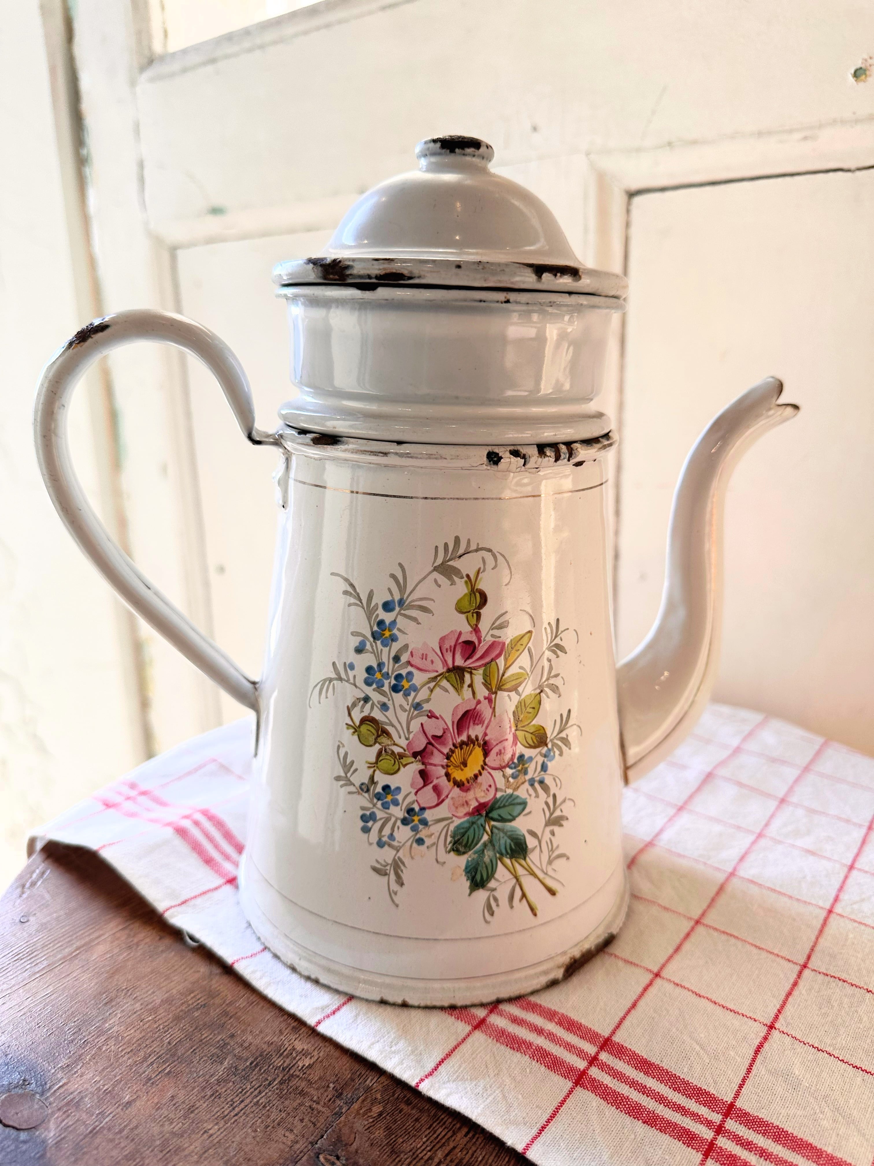 ETOILE French Coffee Pot 花柄琺瑯コーヒーポット | Brocante de La