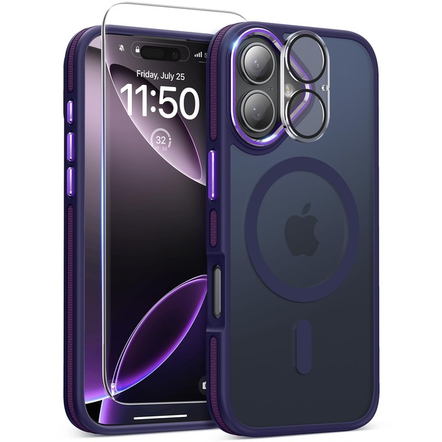 DOMAVER iPhone 17用 ケース カバー【3in1・SGS認証・米軍MIL規格・高耐久性】MagSafe・マグセーフ対応 Qi2.2対応 指紋防止 マット仕上げ(マットパープル)