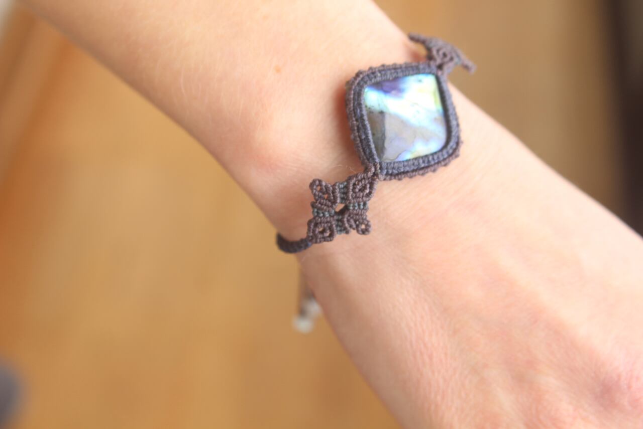 Multi color Labradorite micro macrame bracelet