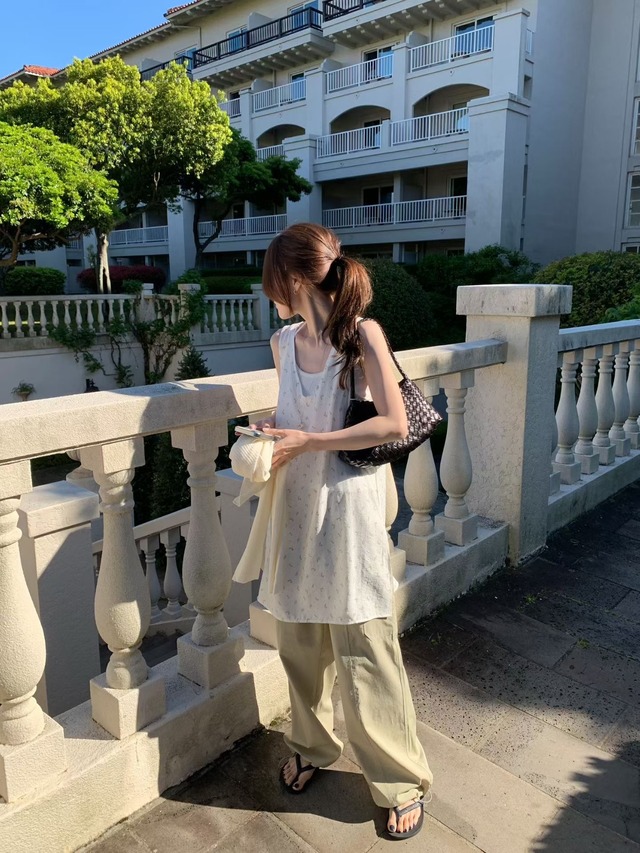 (予約) mellounge  / Printed layered one-piece  2color