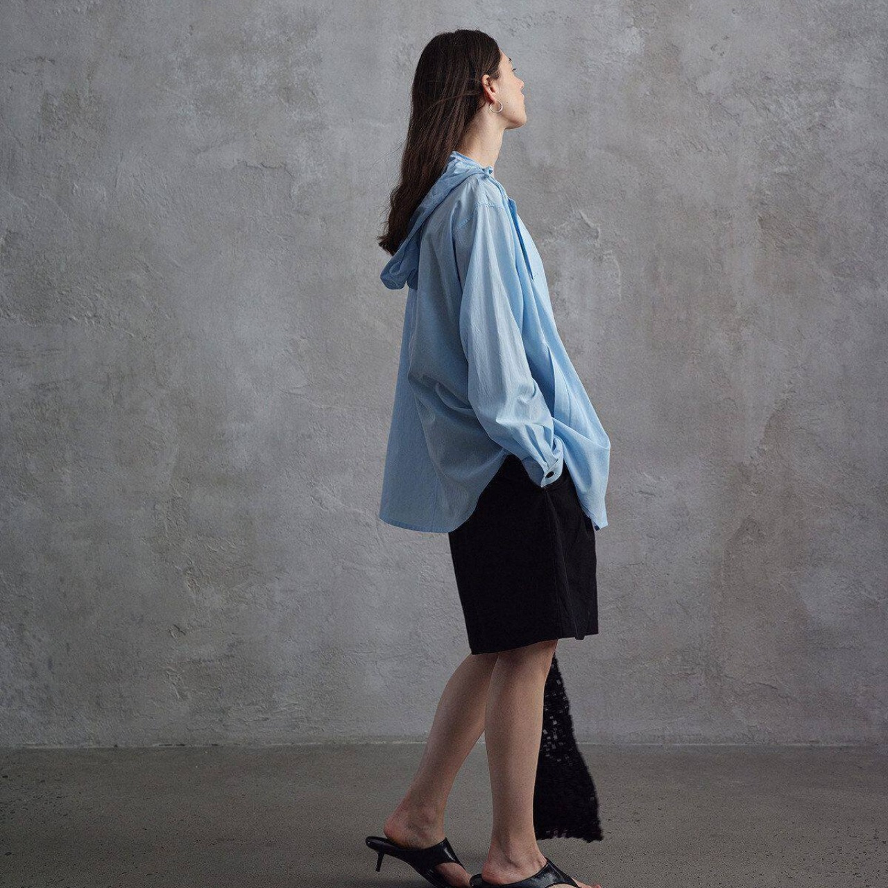 sheer Double-breasted oversized jacket  T4626