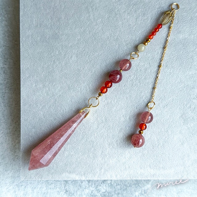 愛されるまま行動できる私へ導くペンデュラム【ストロベリークォーツ×カーネリアン】strawberry quartz pendulum