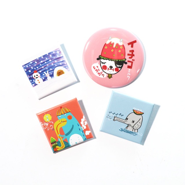 0141.四角形缶バッジ【ぞうさんの夏】