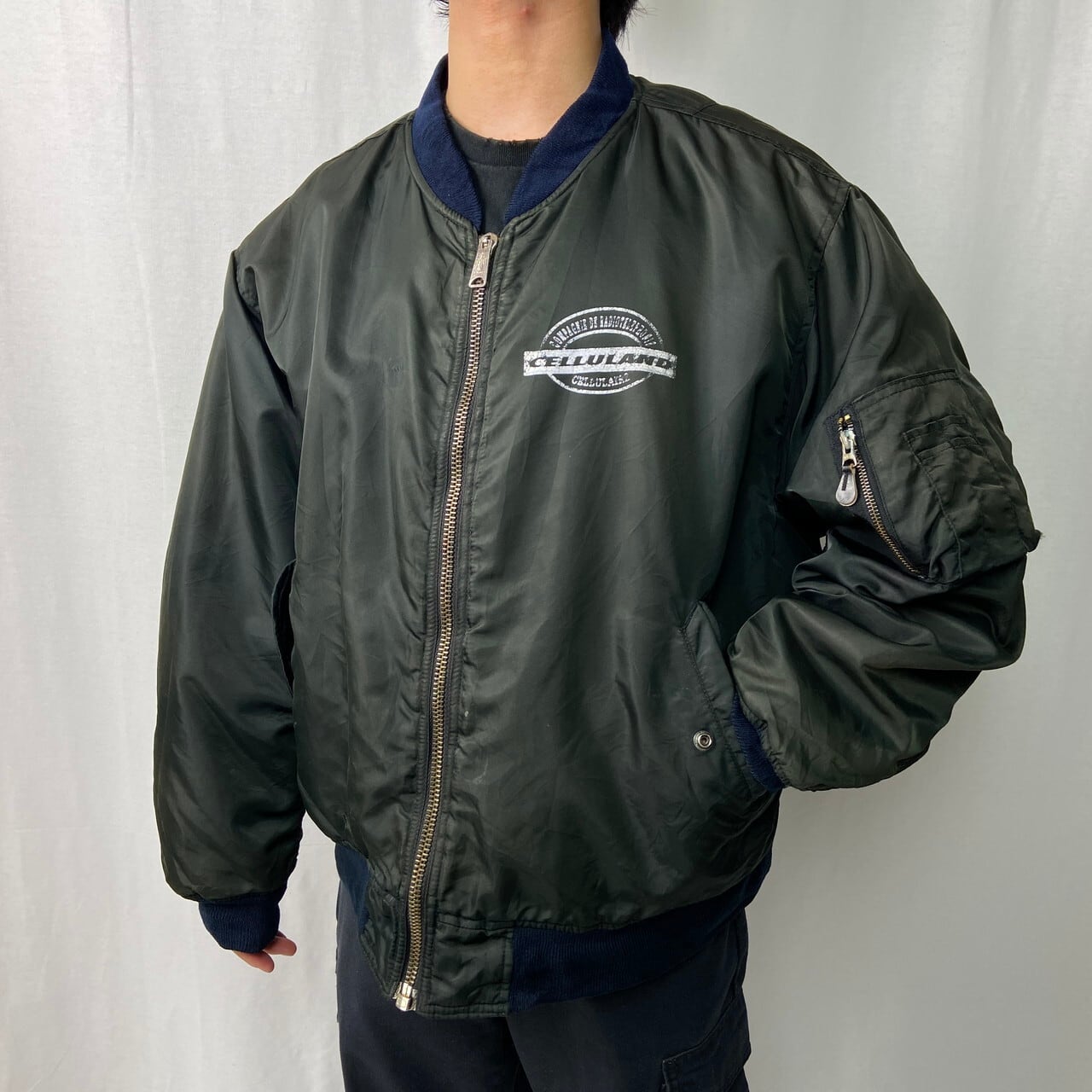 90年代 民間品 MA-1タイプ フライトジャケット 企業ロゴ メンズXL相当 