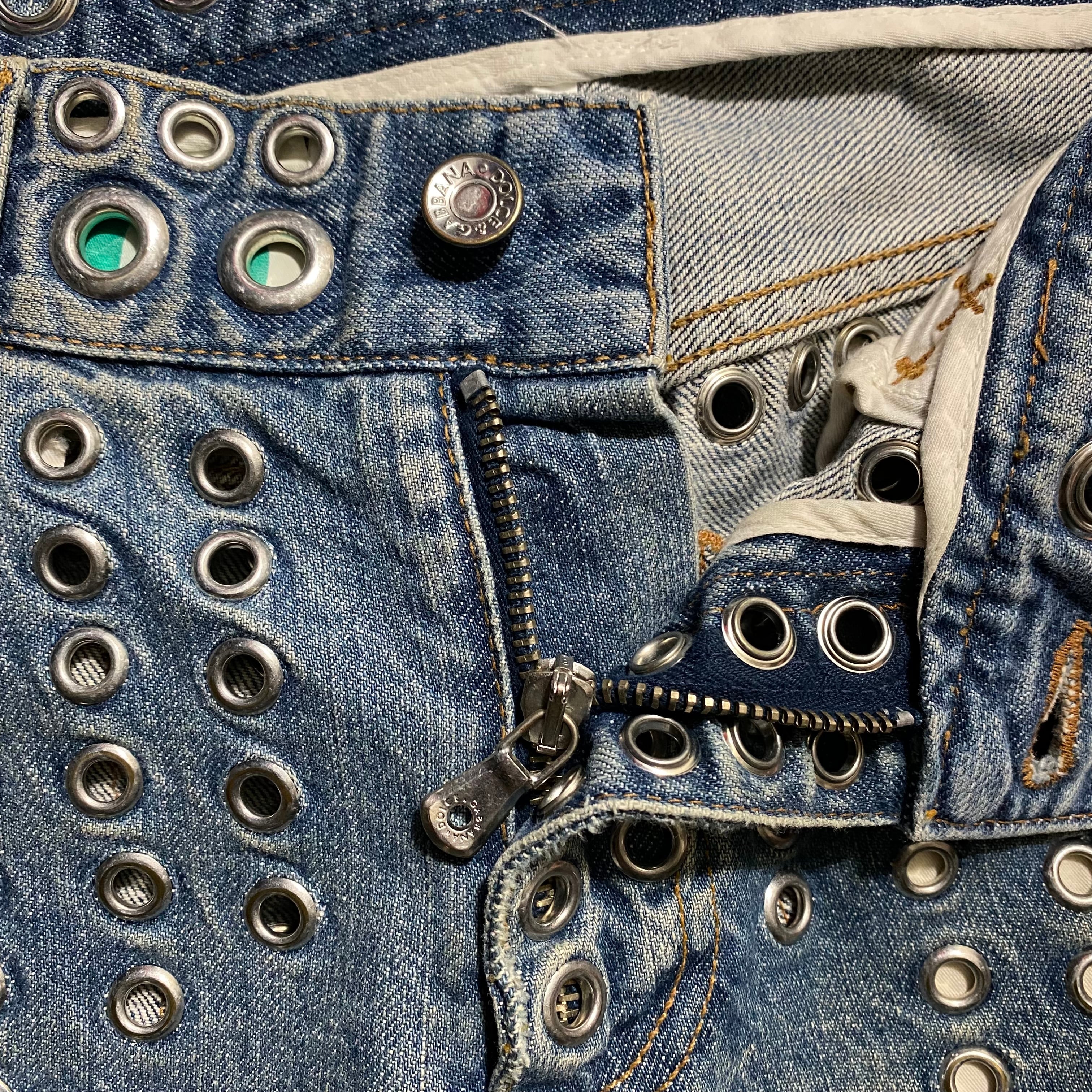 archive DOLCE&GABBANA grommets denim pants | NOIR ONLINE