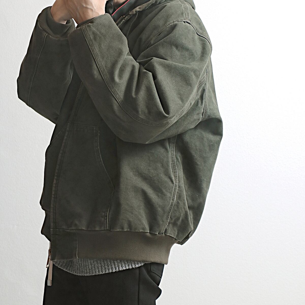 Carhartt カーハート コットン ダック地 中綿 アクティブ パーカー ジャケット 古着 used オリーブグリーン