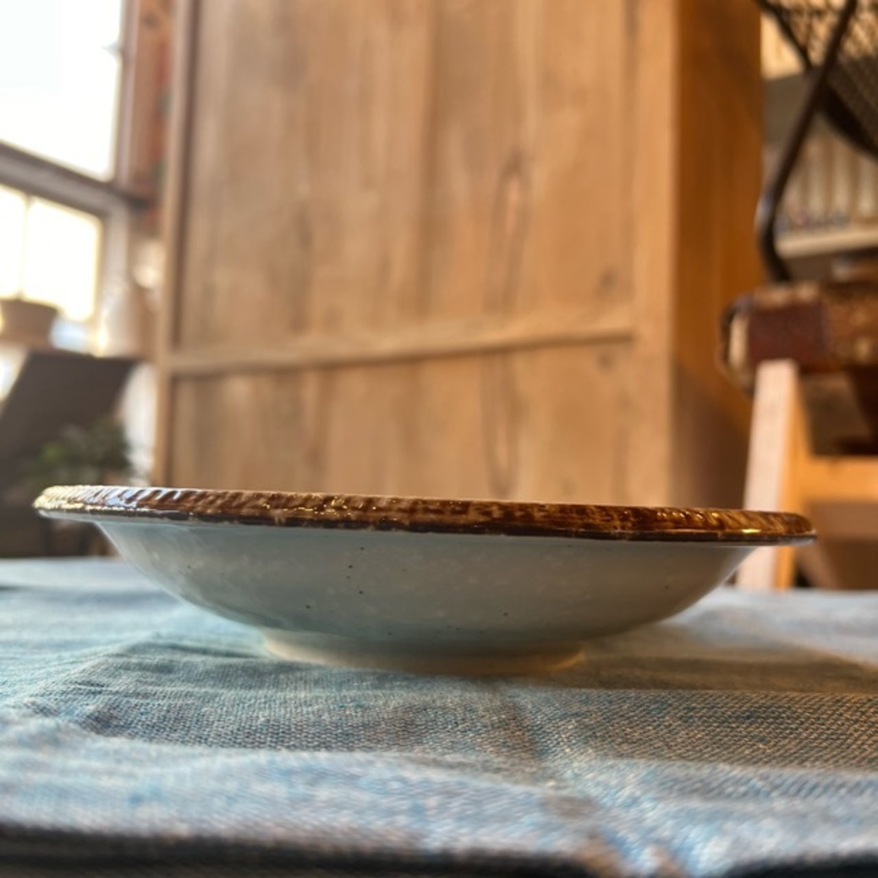 渕錆粉引スープ皿21.3cm　大皿 日本製 美濃焼 和食器　スープ皿　ナチュラル　　和　洋