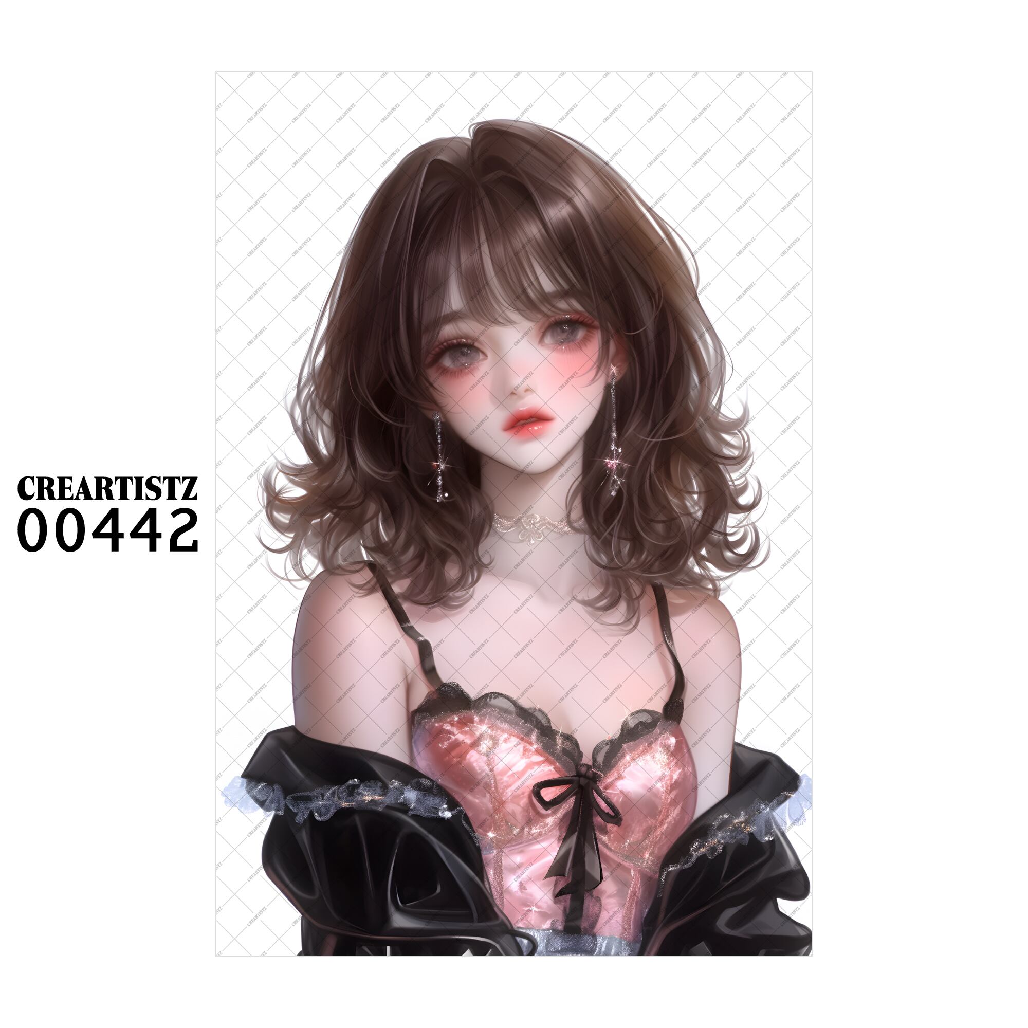 00442 ガール キュート オリジナル ペーパー/ステッカー 4枚セット CREARTISTZ