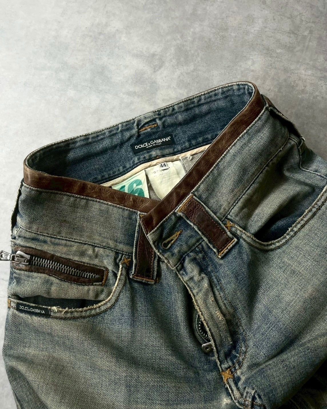 00s DOLCE&GABBANA Leather Piping Damage Denim Pants ITALY製 | VOLAR