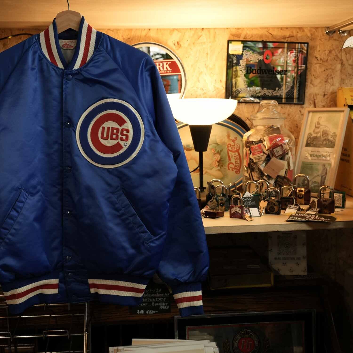 Cubs 迷彩スタジャン Lサイズ Chicago Cubs シカゴ・カブス ナイロンスタジャン メンズ Lサイズ 80s