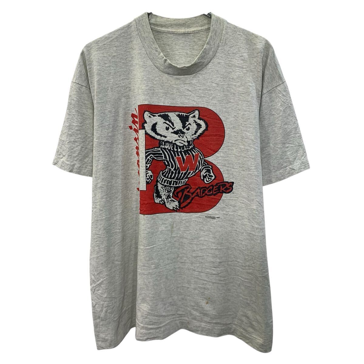 WISCONSIN 半袖 プリントTシャツ M〜 グレー ウィスコンシン プル