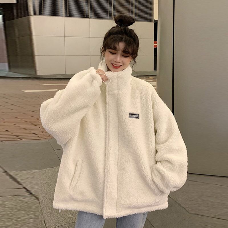 もこもこ スタンドカラー 長袖 ボアブルゾン アウター ブルゾン