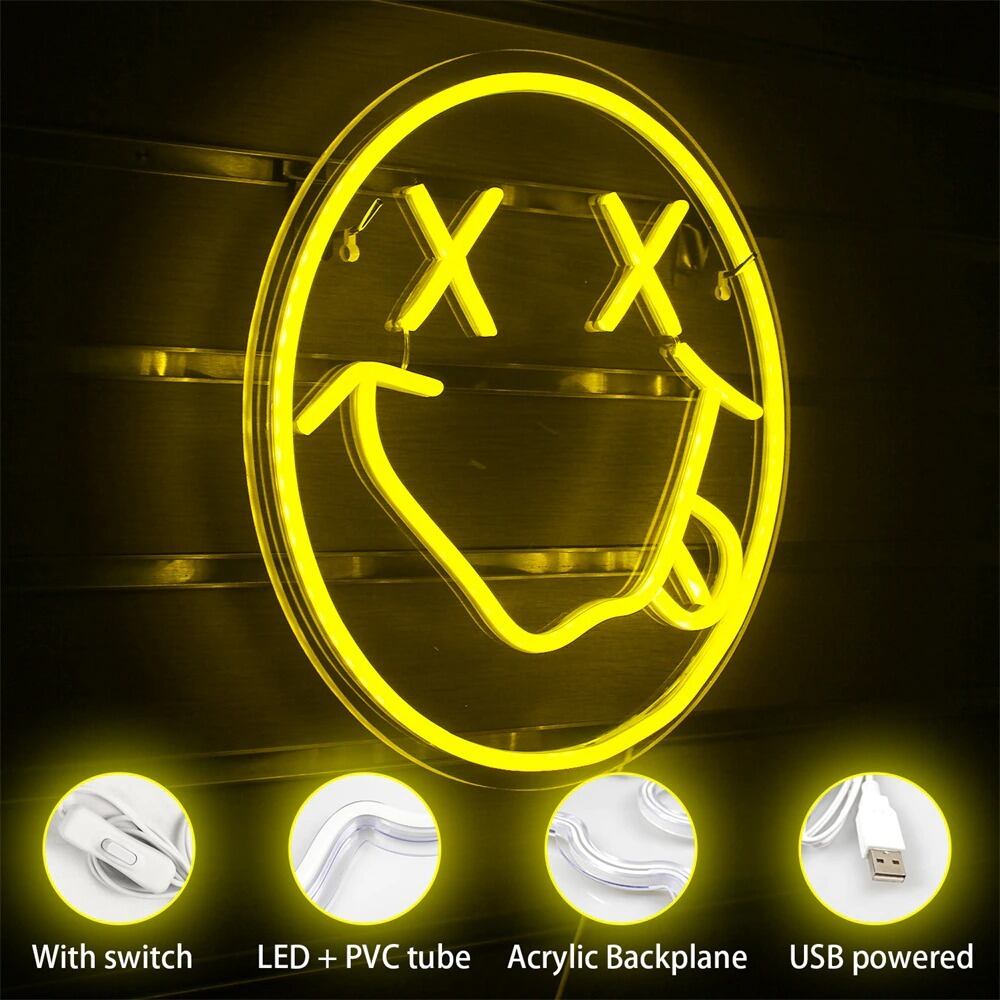 安心の保証付き LEDネオンライト Smile Face ネオンサイン インテリア