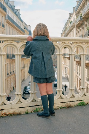 【予約/送料無料】18m-4y / Coat amovible cape SHERLOCK - gray mostly wool / Maison Marelle