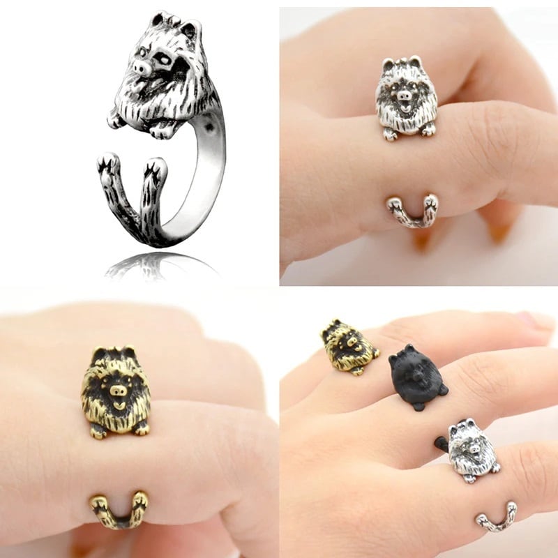 □ポメラニアン☆指輪♪フリーリング♪3色☆犬好き・ペット愛好家