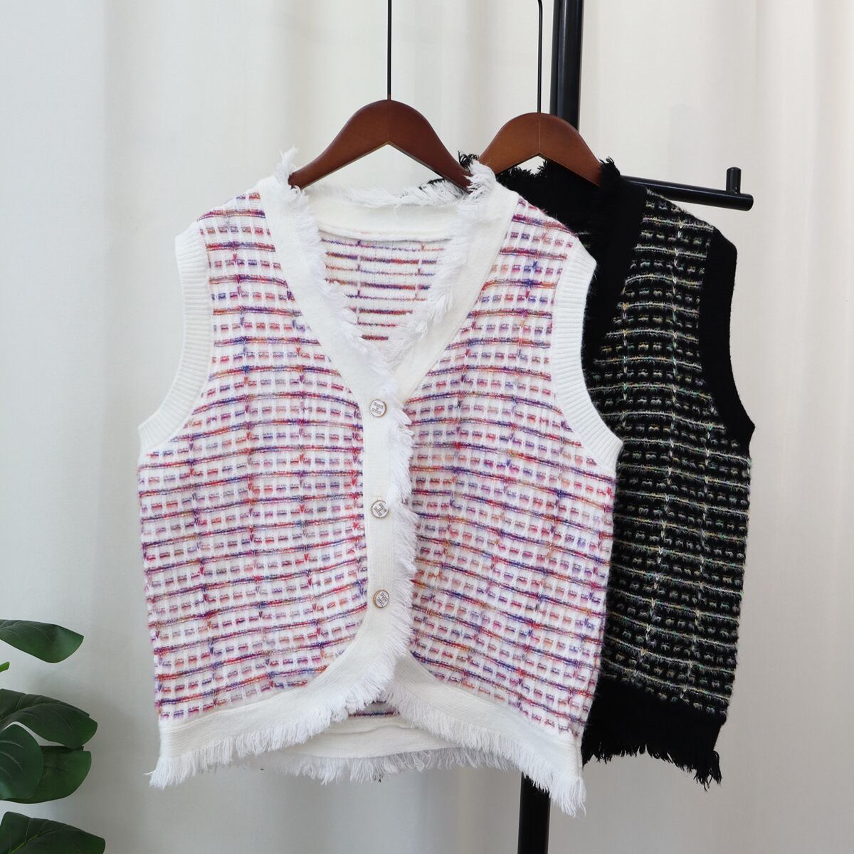 【tops】フリンジニットジレ M18612