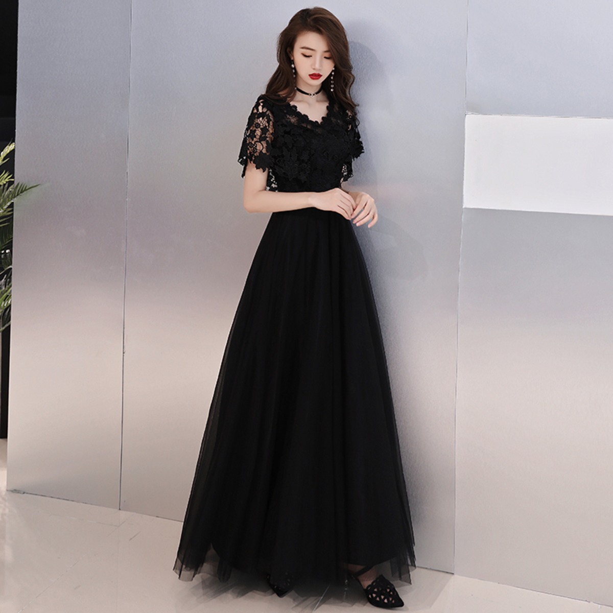 パーティードレス ロング ドレス ワンピース レース 袖あり おしゃれ 個性的 結婚式 お呼ばれ ドレス 大きいサイズ Xl ロング丈 マキシ丈 ロングワンピース 総レース 半袖 きれいめ 大人可愛い ラウンドネック スタンドカラー ハイウエスト フリル レディースエレガント