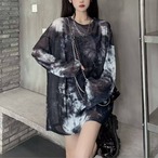 Tie-dyed mesh long-sleeved T-shirt(ME412)