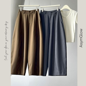 ハイウエストセンタープレスワイドレッグパンツ A00396
