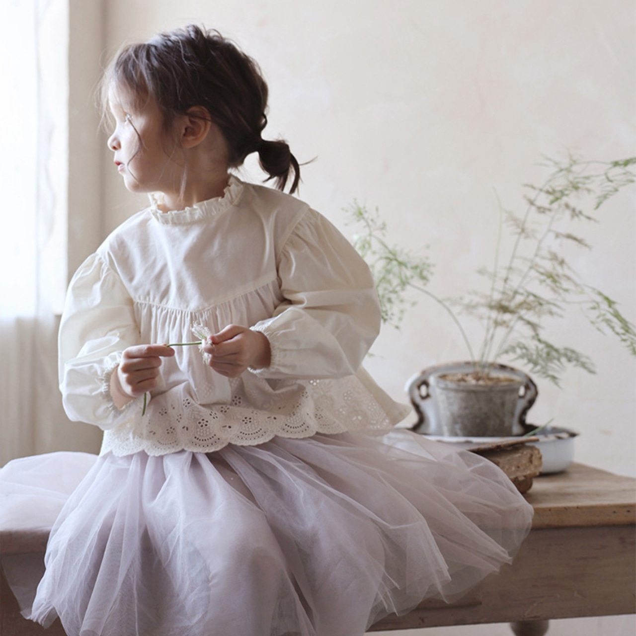 秋フリルレー長袖スブラウス