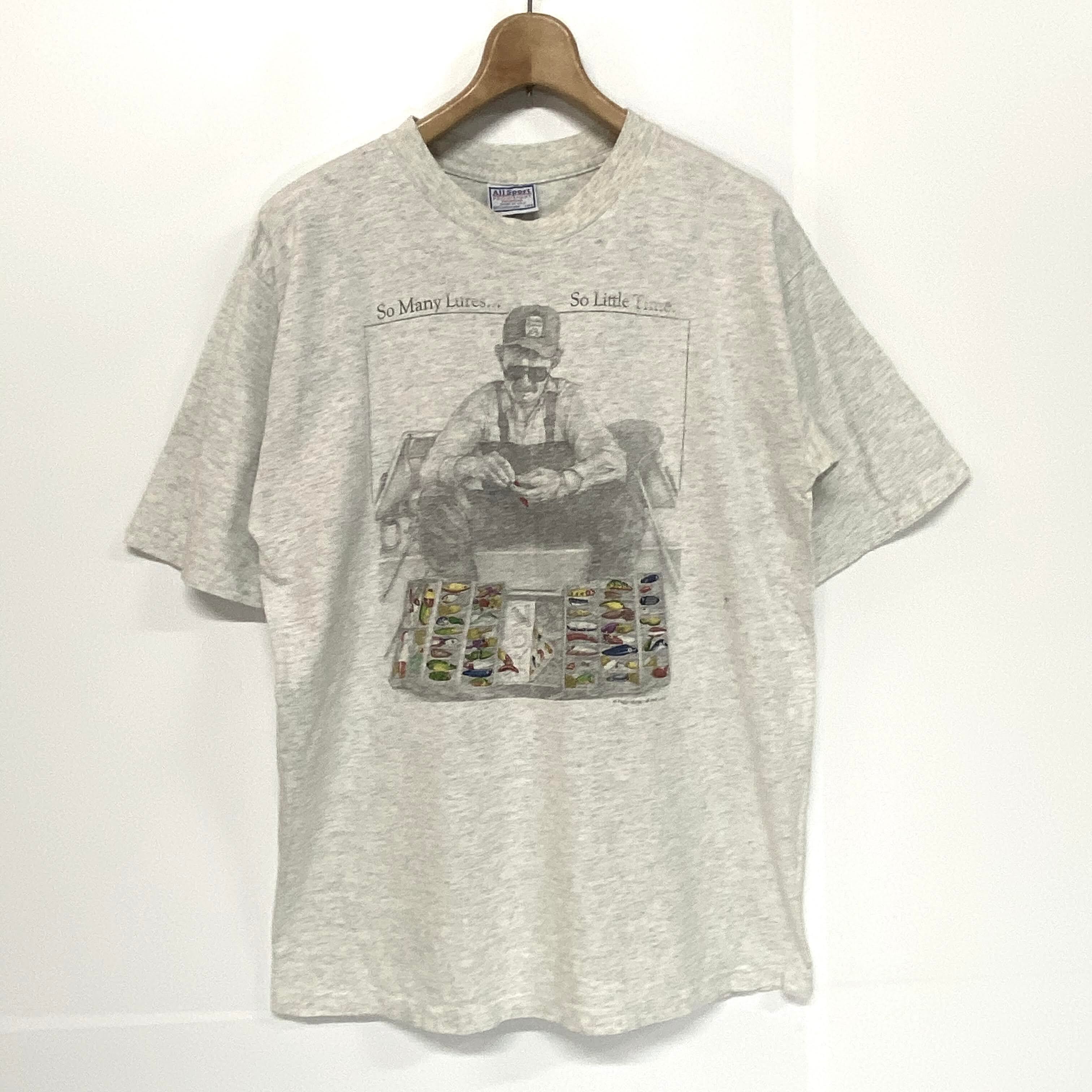 90年 All sport 釣り ルアーTシャツ ヴィンテージ 魚柄 メンズL 古着 