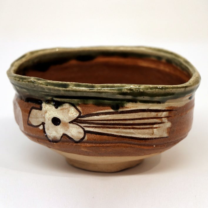 赤織部・瀬戸岩ヶ根窯・瀧口喜兵爾・抹茶碗・No.190411-095