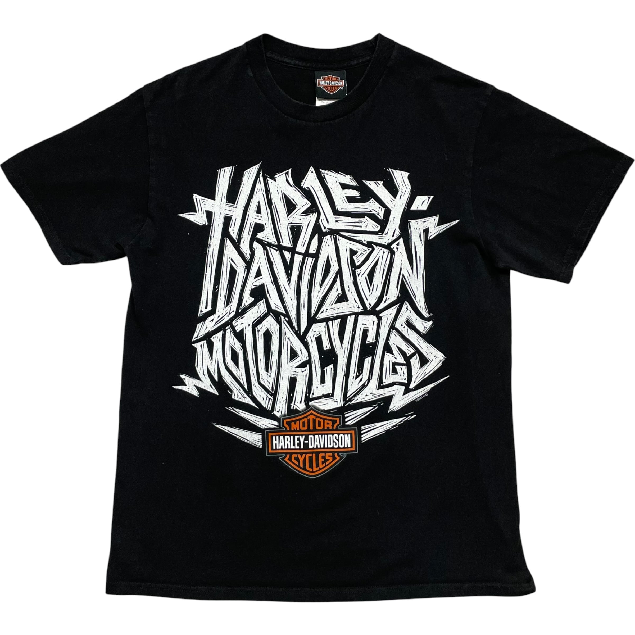 《M》 Harley-Davidson ハーレーダビッドソン Tシャツ ブラック プリントデザイン no.10128