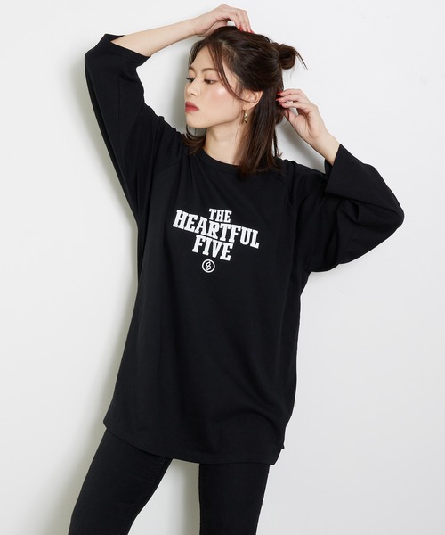 HEARTFUL RAGLAN SLEEVE TEE TYPE F - MIXGREY / BLACK, WHITE / BLACK ,BLACK -（EXZ20SS-010）