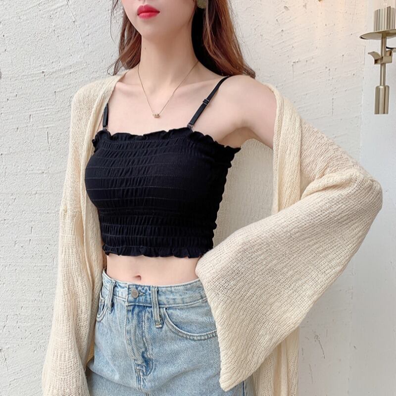 ブラックワイルドシンスリングベスト2020夏新作レディースフォールドショートビューティーバックボトミングシャツのバージョン 1号婦人26339411525