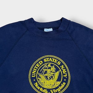 SANTEE SWEATS 90s USA製 スウェット トレーナー US NAVY ロゴプリント プルオーバー ラグラン ヴィンテージ  ビンテージ オールド US古着