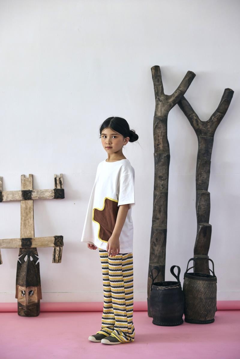 【26SS】KOQUELIKO(コキュリコ)Chop pants yellow border(T)パンツ リブ イエロー ボーダー