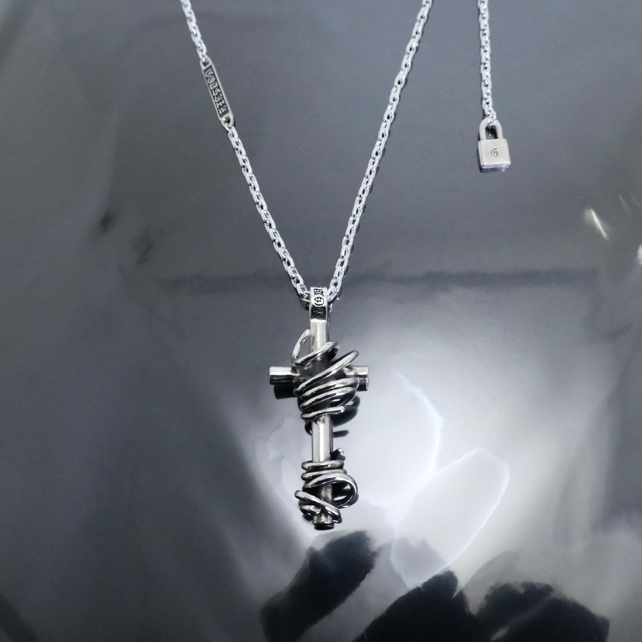 THORNY CROSS [LARGE] #2 NECKLACE with GODSIZE® I.D. TAG / ソーニークロス L #2ネックレス ゴッドサイズ® I.D.タグ