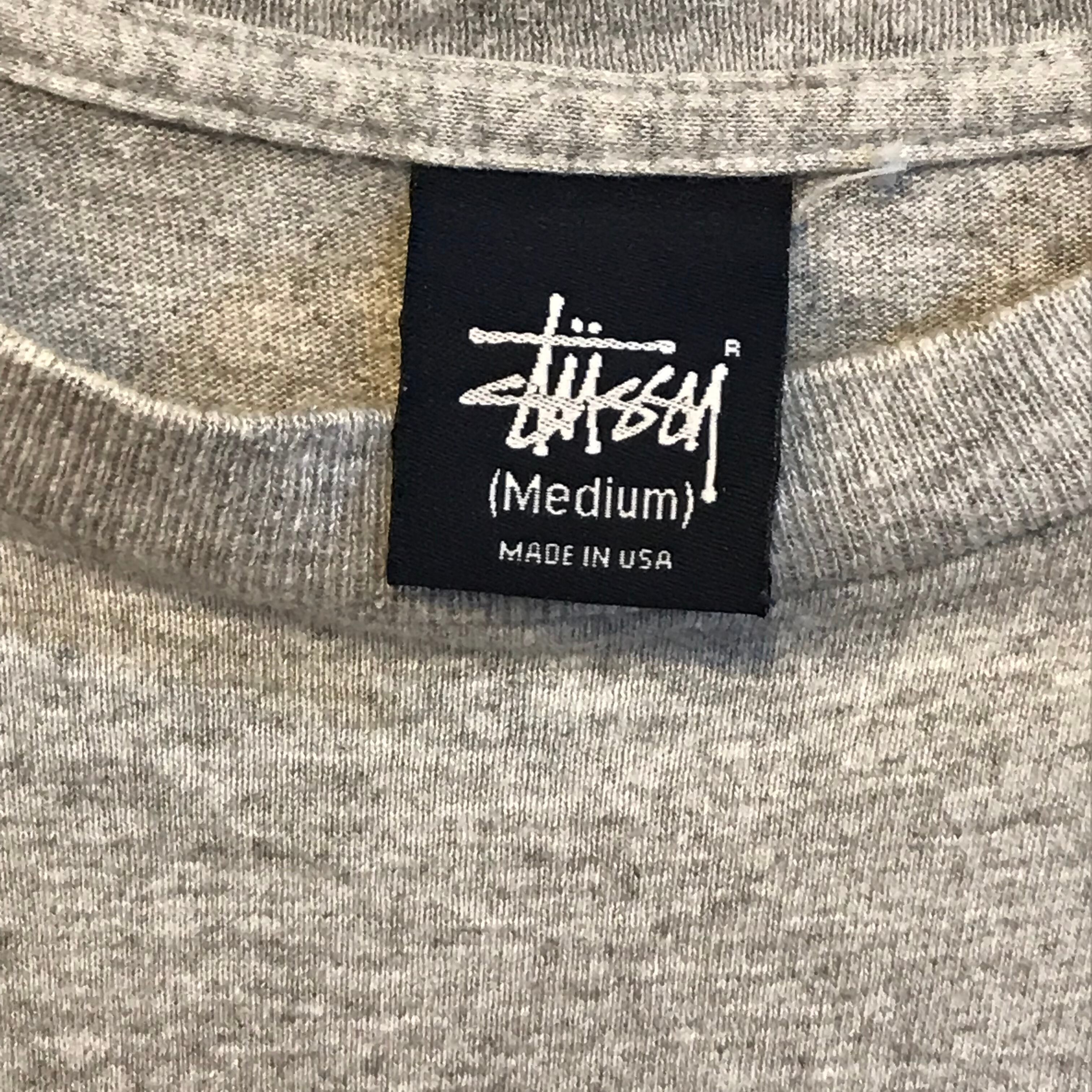 STUSSY 紺タグ ロゴTシャツ ごま塩 霜降 染込プリント USA製 オールド