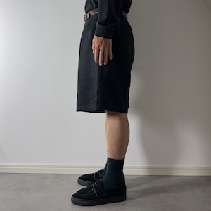 90s Polo by Ralph Lauren Double-pleated LINEN SHORTS Black [W38] 古着