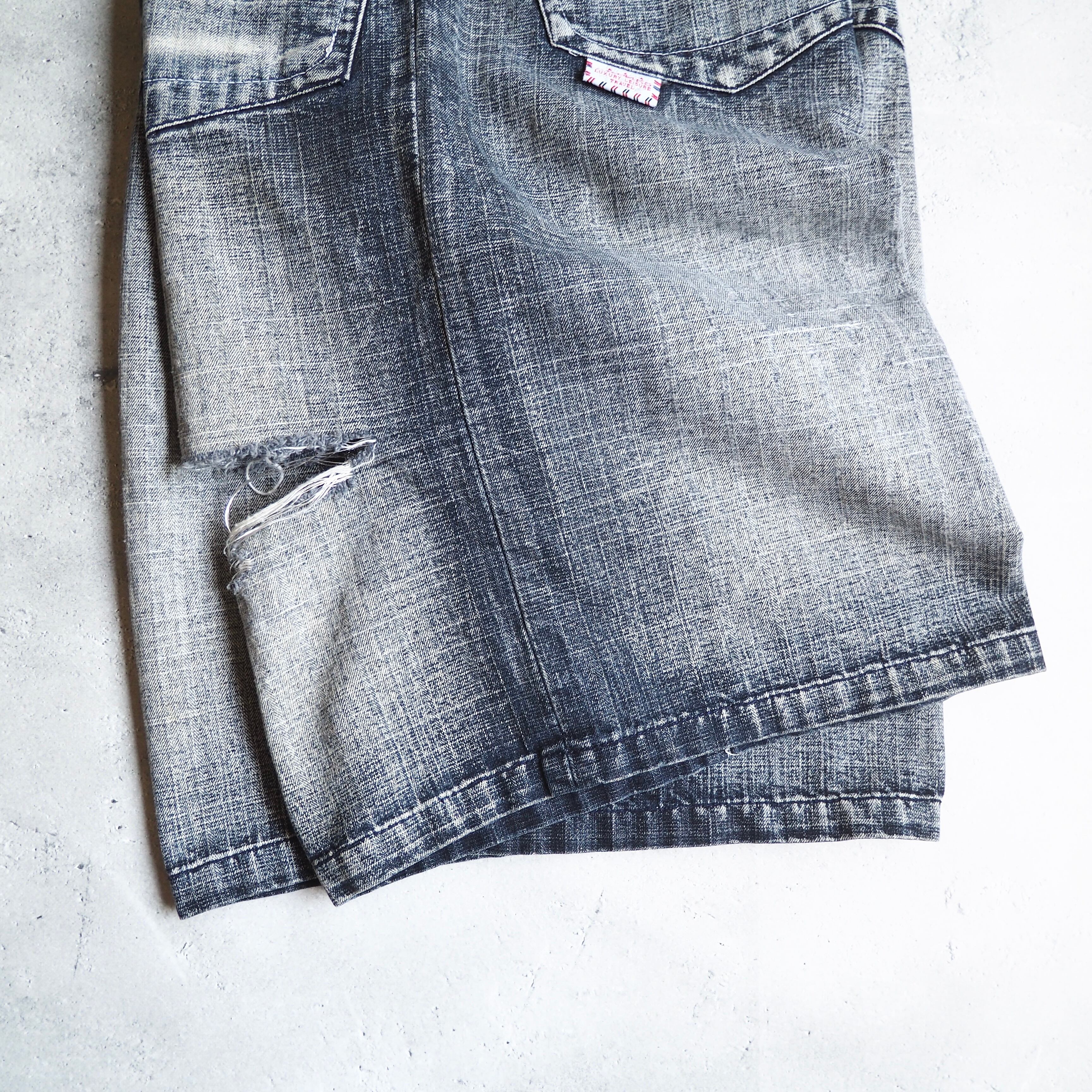 " Special - AKADEMIKS " Good Fade × Damage Vintage Baggy Denim shorts