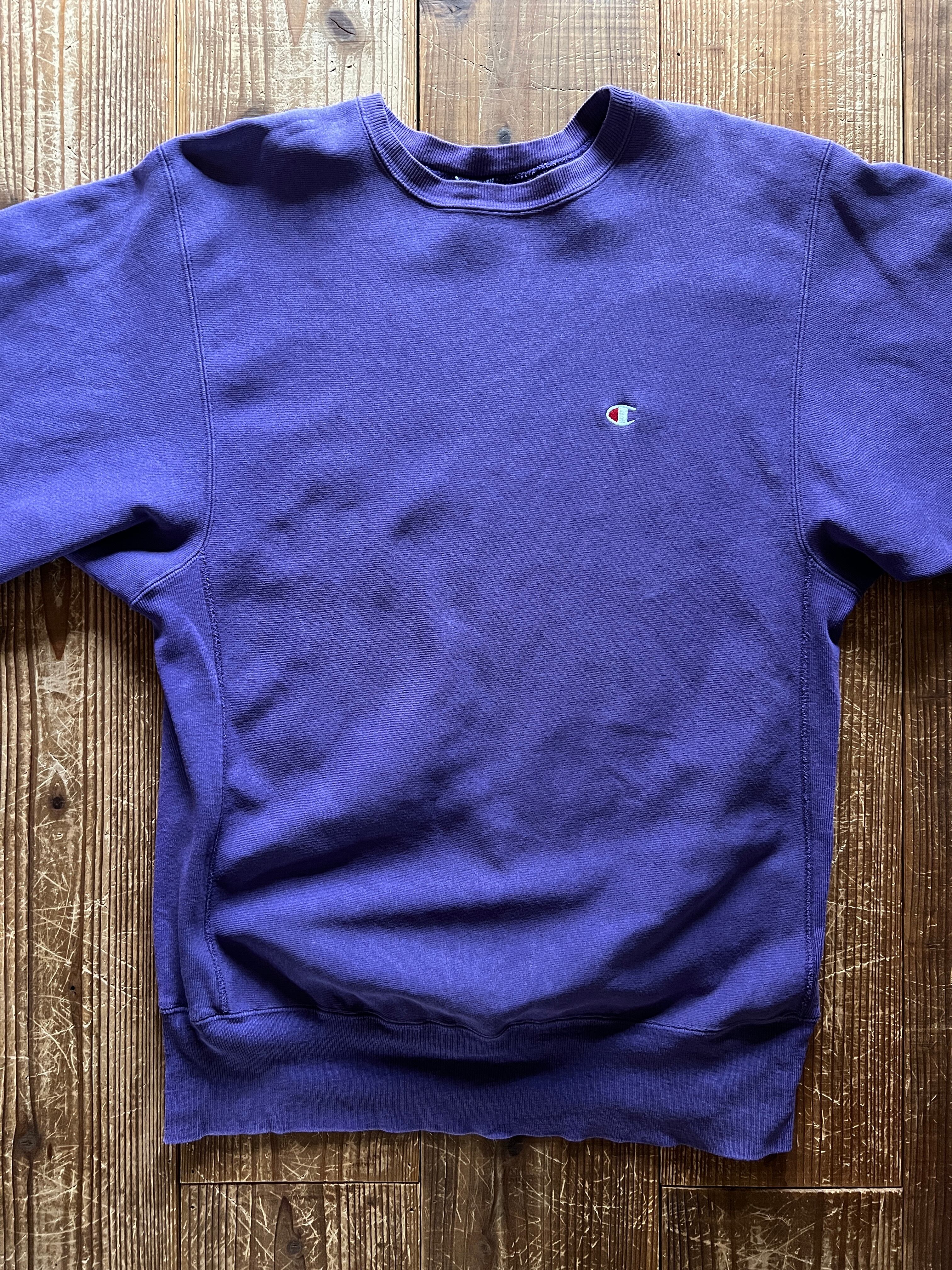 90's 刺繍タグ チャンピオンRW 無地 グレープ 表記(XL) USA製
