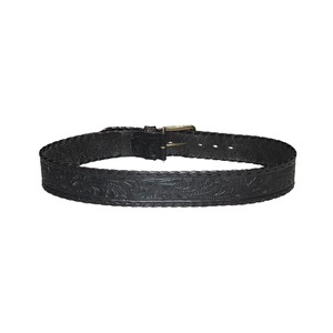 LAUREN RALPH LAUREN black color embossing wide leather belt