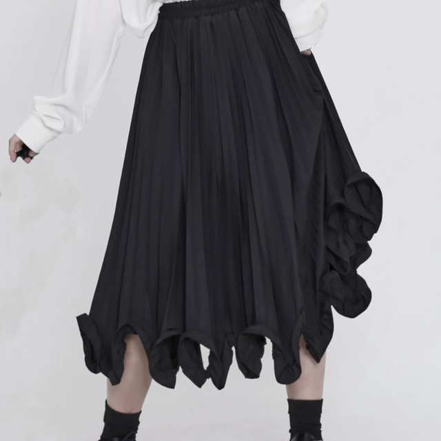 Aラインプリーツスカート　裾フリル   00033