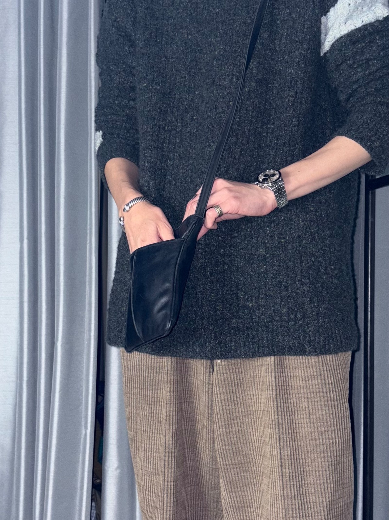 vintage LOEWE black leather mini shoulder bag